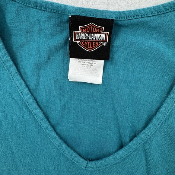 Harley-Davidson Shirt Womens 1X Teal Skull Graphic Tank Top Virginia Beach USA - Picture 3 of 7